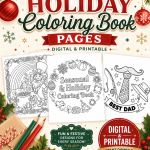 Printable Holiday Coloring Book PDF | Christmas Gift for Kids Instant Download