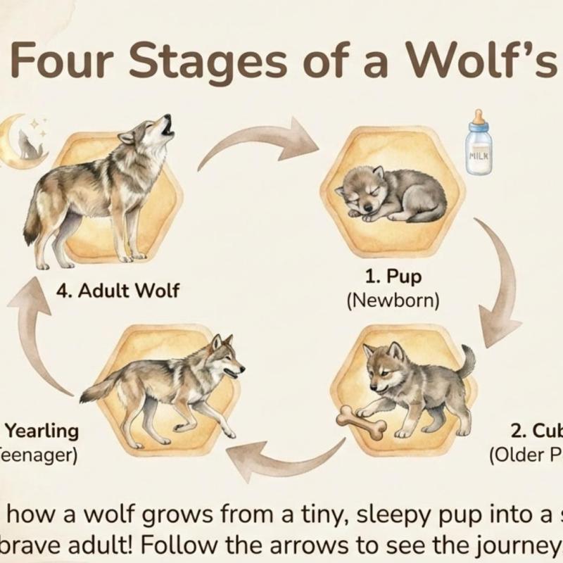 Wolf Life Cycle Printable Digital PDF